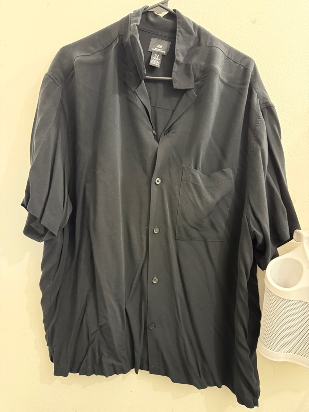 H&M Black Short Sleeve Open Collar Shirt
